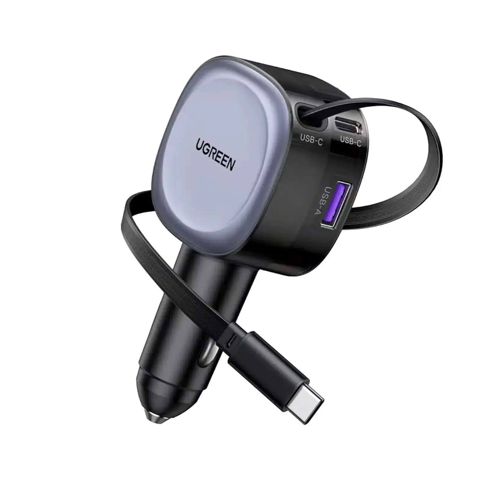 UGREEN 75W Fast Car Charger with Retractable Cable – 55653